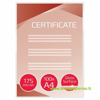  Laminavimo vokeliai GBC A4 175Mic (100 vnt.)