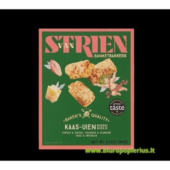  Sūrio sausainiai VAN STRIEN, sūrio ir svogūnų skonio, 90 g