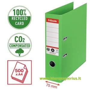  Segtuvas ESSELTE No1 CO2 Neutral, A4, kartoninis, 75 mm, žalia