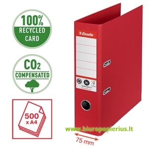  Segtuvas ESSELTE No1 CO2 Neutral, A4, kartoninis, 75 mm, raudona