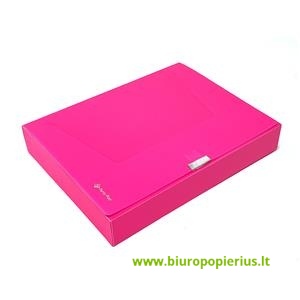  Dėklas - dėžutė dokumentams PANTA PLAST Neon, PP, A4, 55 mm, rožinės sp.