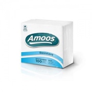  Popierinės stalo servetėlės ​​AMOOS, baltos, 1 sluoksnis, 100 vnt., 30x30 cm