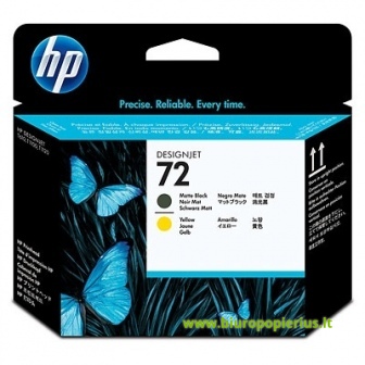 Hewlett-Packard 72 Matte Black and Yellow Printhead Matinė juoda ir geltona galvutė,
